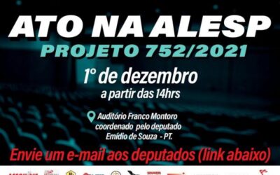 Envie e-mails aos deputados estaduais para a não aprovação do PL 752