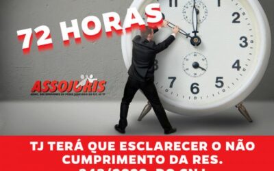 72 horas –  prazo para o Tribunal de Justiça esclarecer não cumprimento da Res. 343/2020, do CNJ