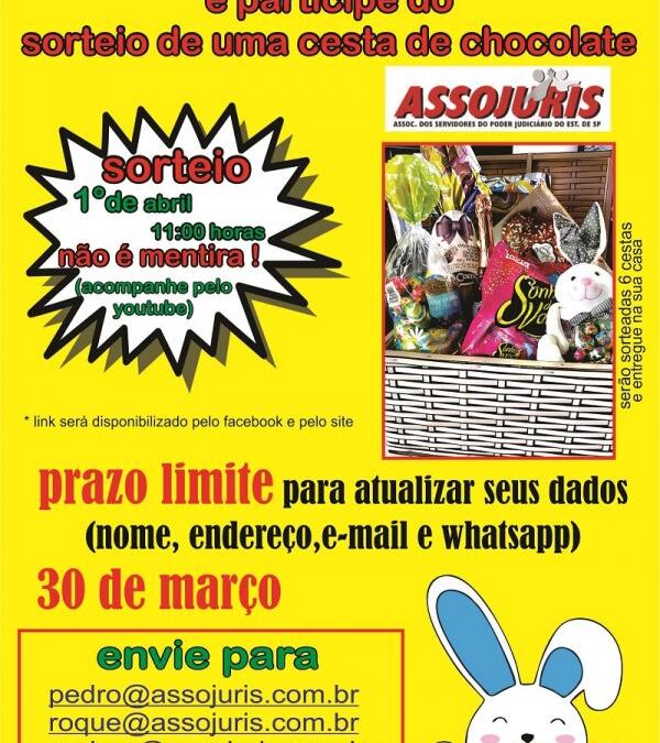 Atualize seu cadastro junto à ASSOJURIS e participe do sorteio