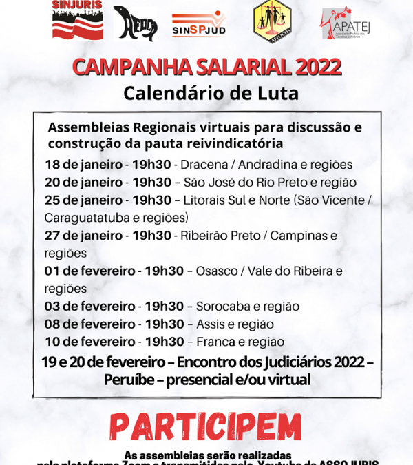CAMPANHA SALARIAL 2022 – Calendário de Luta