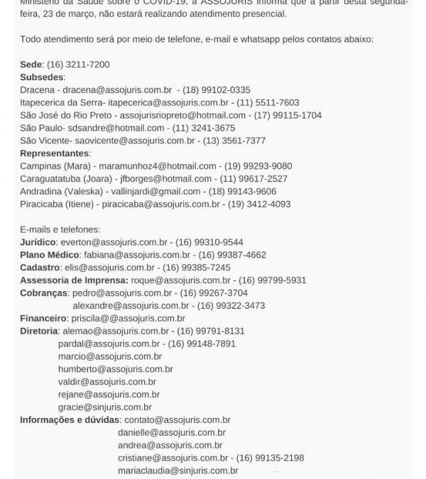 Suspensão de atendimento presencial