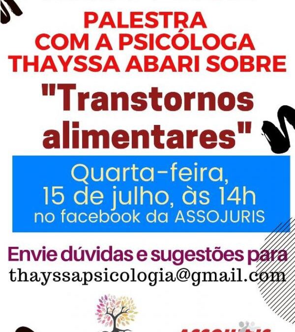 Palestra sobre transtornos alimentares com a psicóloga Thayssa Abari