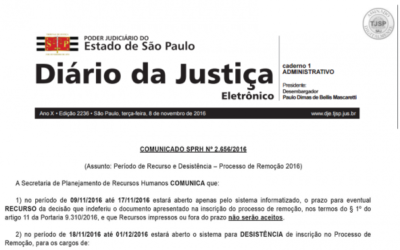 TJSP publica comunicado sobre Remoção 2016