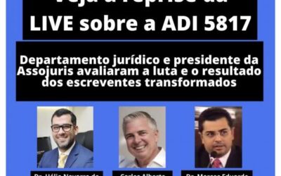 Assista a reprise da LIVE sobre a ADI 5817