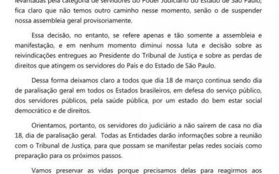 URGENTE SERVIDOR – 18 de MARÇO PARALISAÇÃO GERAL