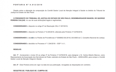 TJSP cumpre decisão do CNJ e inclui a ASSOJURIS no Comitê da Área da Saúde