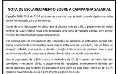 Nota de esclarecimento sobre a Campanha Salarial 2018/2019