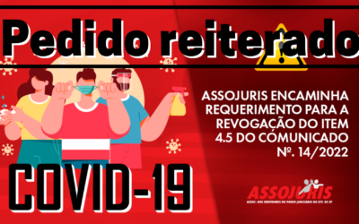 ASSOJURIS reitera pedido de restabelecimento do teletrabalho temporário para o servidor que teve ou mantém contato com pessoa infectada pela Covid-19