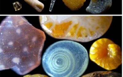 Grãos de areia ampliados de 100 a 300 vezes