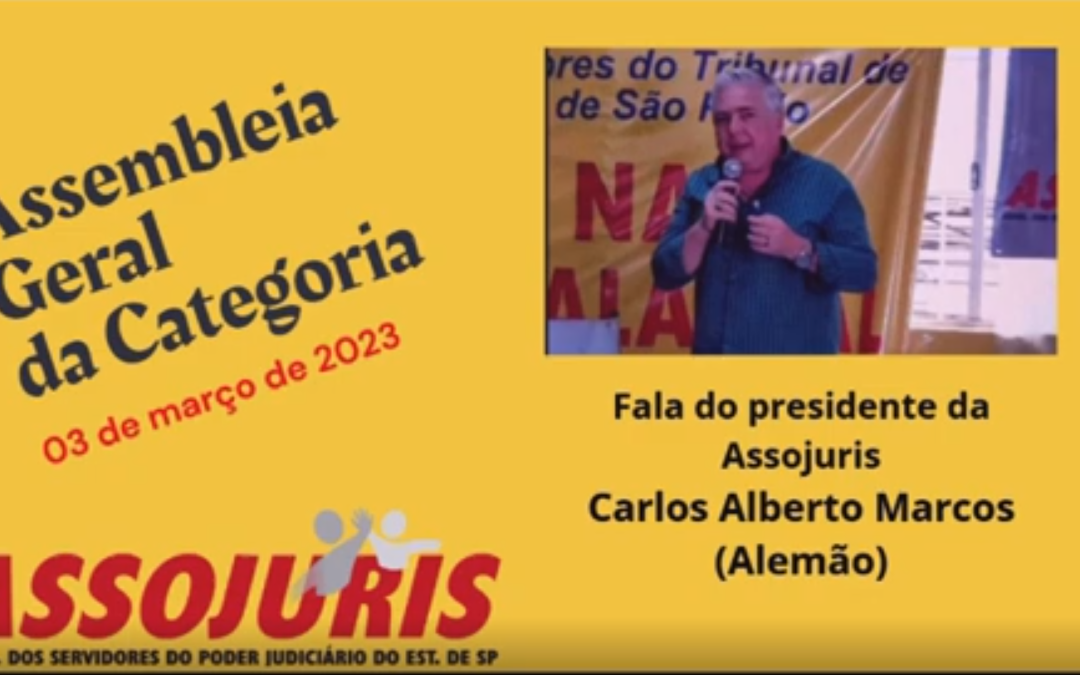 Fala do presidente da Assojuris Carlos Alberto Marcos (Alemão)na Assembleia do dia 03 de março