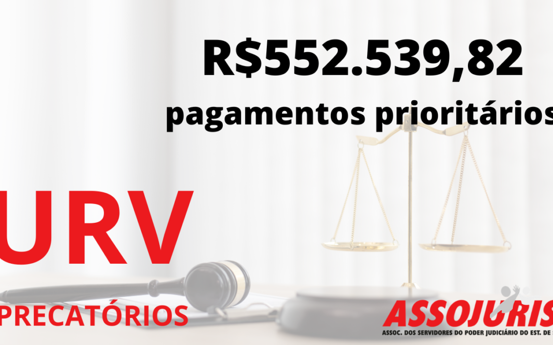 R$552.539,82 pagamentos prioritários