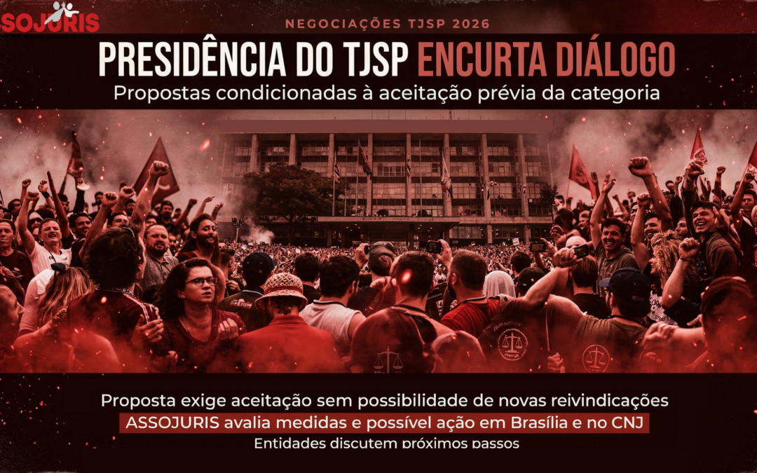 Presidente do TJSP encurta diálogo – Condiciona manutenção de propostas a prévia aceitação da categoria – ASSOJURIS estuda ir à Brasília