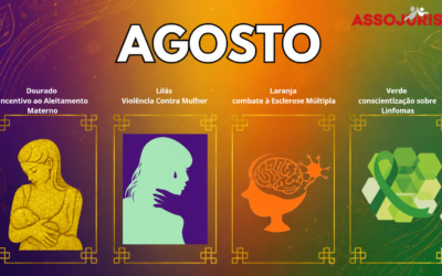 Agosto – dourado – lilás – laranja e verde