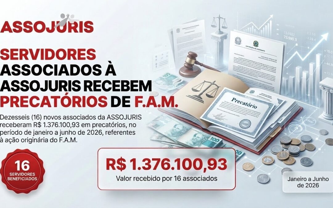 Servidores associados a Assojuris recebem precatórios de FAM