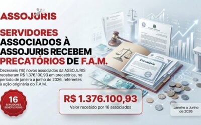Servidores associados a Assojuris recebem precatórios de FAM